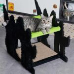 Halloween  Gothic Cat Bed Hammock Green Scratching Board - Image 9