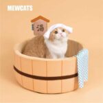 Japanese Style Hot Spring Pool Cute Cat Bed Scratch Pad