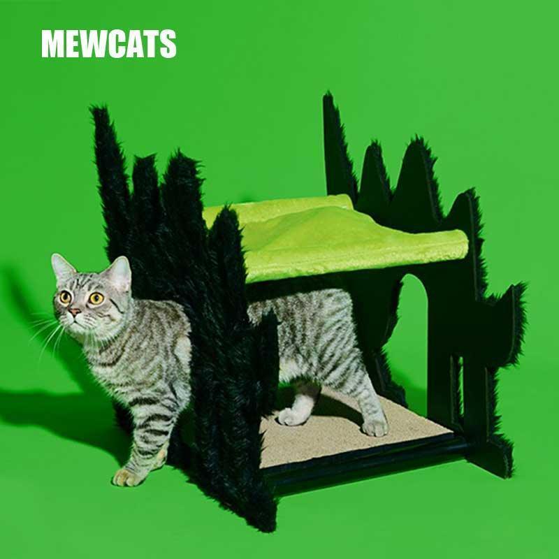 266cca193c793a2440ef6e9eb149297bea2ae1e2ab14c695485950ecbb4edae5.jpg Halloween Gothic Cat Bed Hammock Green Scratching Board - Image 1