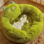 Green Monster Cat Sofa Fluffy Cat Bed Couch - Image 3
