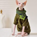 Solid Color Warm Sphynx Hairless Cat Green Clothes - Image 2