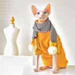 Striped Warm Sphynx Cat Bottom Shirt Clothes - Image 6