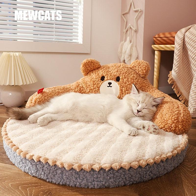 5e2991c2a0deaa2be92e4da2552af3c4f3ca7689ae5cc1b646fcda294d2cb392.jpg Bear Cat Bed Mat Fluffy Pemovable Pet Pad - Image 1