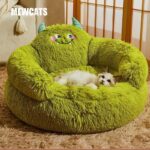 Green Monster Cat Sofa Fluffy Cat Bed Couch