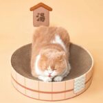 Japanese Style Hot Spring Pool Cute Cat Bed Scratch Pad - Image 4
