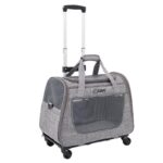 Cat Carrier With Wheels 2 Color Large Tote Trolley - Image 6