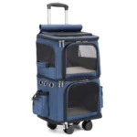 Double Layer Cat Carrier Bag With Wheels 4 Color Backpack - Image 12