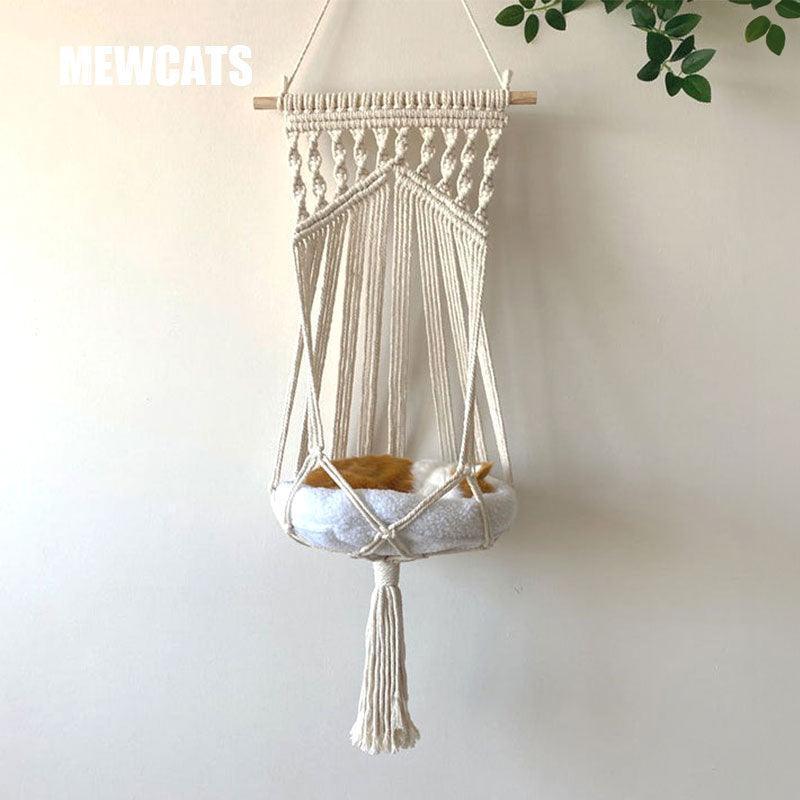 8e791bf4b99232c7764cc63f5c98bd4258f0b1b1ea006f326e18e4dab56b20a4.jpg Cat Hammock Nest Handmade Cotton Rope Swing Bed - Image 1