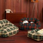 Vintage Plaid Cat Sofa Square Cat Bed - Image 2