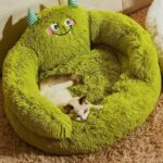 Green Monster Cat Sofa Fluffy Cat Bed Couch - Image 4