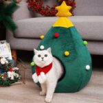 Christmas Tree Cat Bed House Green Cave - Image 4