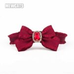 Ruffled Gemstone Bow Cat Collar