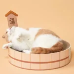 Japanese Style Hot Spring Pool Cute Cat Bed Scratch Pad - Image 5