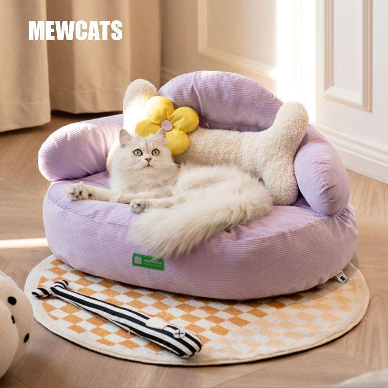 a2730dbaad5d6ab21f2a5345bdc61d8e56703fbfe40d0d69fee41307aecc82ce.jpg Cute Cat Bed Couch 3 Color Detachable Kitty Sofa - Image 1