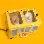 School Bus Carrier With Wheels Trolley for 2 Cats - Image 2