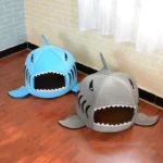 Grey Shark Cat Bed Sponge Pet Cave - Image 10