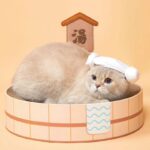 Japanese Style Hot Spring Pool Cute Cat Bed Scratch Pad - Image 6