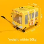 School Bus Carrier With Wheels Trolley for 2 Cats - Image 5