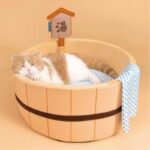 Japanese Style Hot Spring Pool Cute Cat Bed Scratch Pad - Image 2