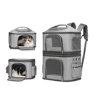 Double Layer Cat Carrier Bag With Wheels 4 Color Backpack - Image 11