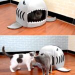 Grey Shark Cat Bed Sponge Pet Cave - Image 9